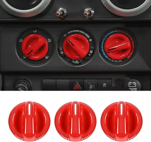 Vista 8 de Cubierta de botón de interruptor de aire acondicionado de fibra de carbono compatible con Jeep Wrangler JK JKU Sport X Sahara Rubicon 2007-2010