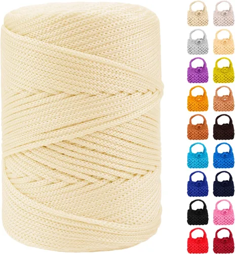 Vista 20 de Cordón de macramé de poliéster de 1/8 pulgadas x 169 metros, cordón de macramé trenzado de polipropileno, hilo de poliéster para tejer bolsos
