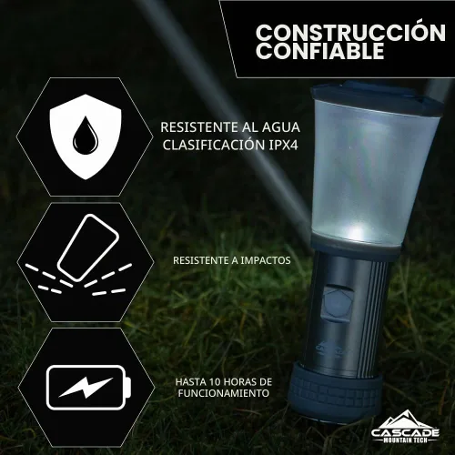 Vista 2 de Cascade Mountain Tech Linterna LED resistente al agua IPX4 de 500 lúmenes con 3 modos de luz para uso al aire libre y de emergencia, paquete de 3
