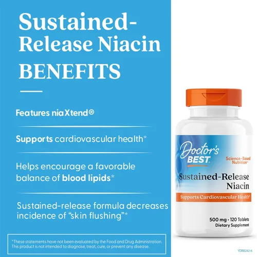 Vista 4 de Niacina Doctor's Best (liberación prolongada) (0,018 oz), DRB-00242, 1, 1
