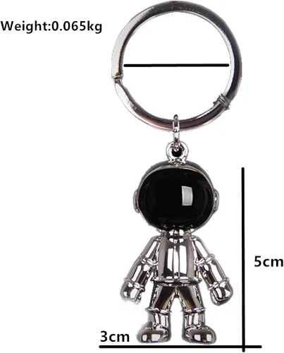 Vista 2 de Llavero de robot negro para hombre diseño creativo de hombre espacial llavero de coche para oficina mochila y bolso