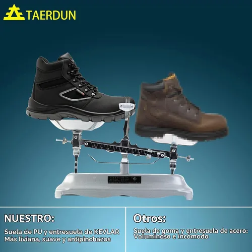 Vista 4 de TAERDUN Men's 6" Steel Toe Lace-Up Work Boots, Safety Shoes Slip-Resistant Negro