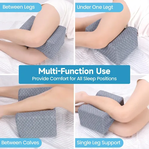 Vista 6 de TranquilRelax Almohada de rodilla para dormir de lado, almohada de espuma viscoelástica, color gris Smooth Pillow for Spine Aligning, Comfortable
