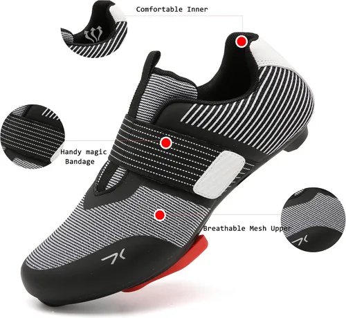 Vista 3 de Zapatos de ciclismo para hombres y mujeres, compatibles con Peloton preinstalados con tacos Delta, zapatos de ciclismo para montar en bicicleta