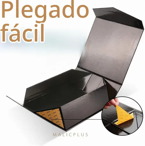 Vista 4 de Caja de regalo negra con tapa magnética para regalo Negro-9