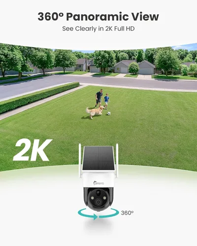 Vista 4 de Cámara de seguridad solar celular celular 4G LTE inalámbrica para exteriores, cámara 2K no necesita WiFi con tarjeta SIM, vista completa de 360°