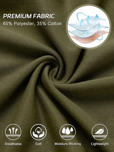 Vista 5 de MOHEEN Polo de manga corta para hombre, absorbe la humedad, secado rápido, con bolsillo 12138# Verde militar