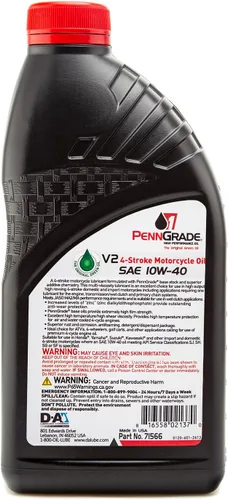Vista 8 de PENN GRADE 1, 71566, V2 Aceite de motocicleta de 4 tiempos SAE 10W-40, 1 cuarto de galón (paquete de 12)