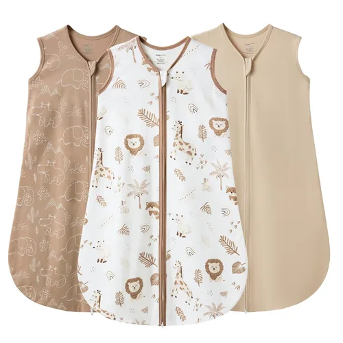 Vista 10 de JELLYMONI Saco de dormir para bebé de 0 a 6 meses, 100% algodón, paquete de 3, 0.5 TOG, manta vestible para bebé, saco de dormir para bebé
