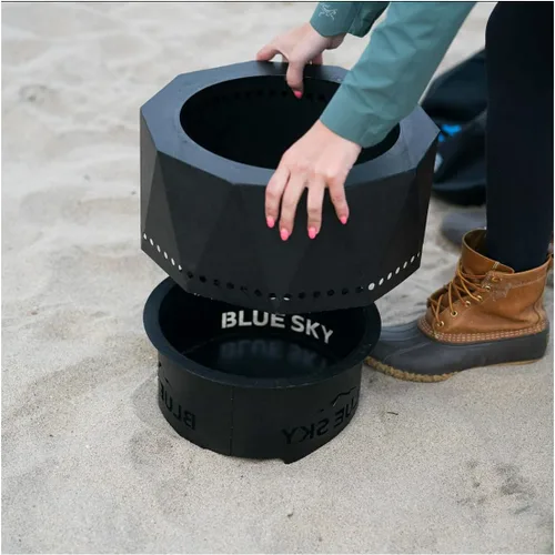 Vista 6 de Blue Sky Outdoor Living Ridge Fogata Portátil, Fogata Portátil Sin Humo con Bolsa de Transporte, Negro
