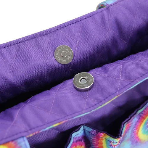 Vista 7 de Bolsa de Bingo Dauber con 8 bolsillos y bolsa de muñeca - Bolsa grande para llevar suministros de bingo y bolsa de dinero Teñido anudado