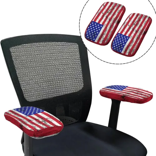Vista 7 de American Flag Chair Covers Stretchy Office Chair Armrest Covers 4-Pc Set Reusable Soft Patriotic Computer Cover Slipcovers for Game Room and Office