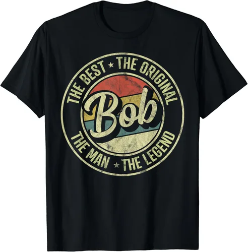 Vista 2 de Camiseta retro con nombre Bob, Negro