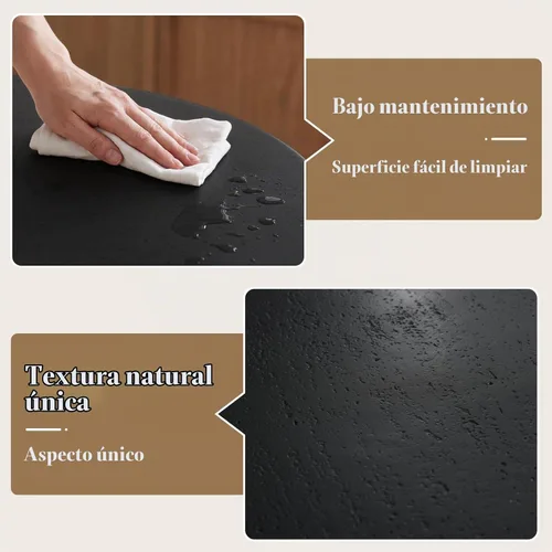 Vista 5 de CIMOTA Mesa de centro moderna de travertino, mesa central redonda de hormigón con aspecto de piedra de hormigón con base de pedestal estable
