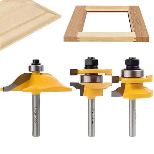 Vista 12 de Exqutoo 1 pieza Broca de enrutador de 1/2" de vástago y 2-1/2" de diámetro para puertas de armario estilo cimacio, herramientas de carpintería