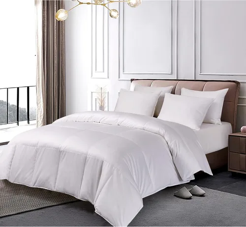 Vista 2 de Blue Ridge Home Fashions Edredón de plumón de ganso europeo de algodón egipcio de 1000 hilos, blanco, tamaño individual