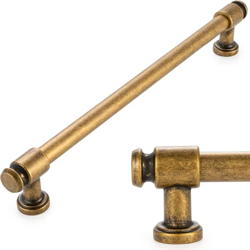 Vista 34 de KOOFIZO Tirador de gabinete con parte superior plana y redonda - Manija de tirador de mueble de latón antiguo (30 mm / 1.2 Pulgadas), paquete de 10