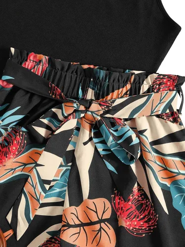Vista 4 de SOLY HUX Conjunto de 2 piezas para mujer, camiseta de verano con pantalones cortos