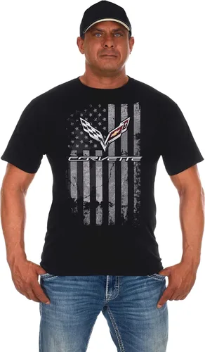 Vista 16 de JH DESIGN GROUP Camiseta de coche para hombre, colección de bandera, 14 nuevas camisas negras de cuello redondo RaM