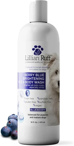 Vista 8 de Lillian Ruff Fórmula PRO Berry Blue Brightening Set de Champú y Acondicionador para Perros - Blanqueador de Calidad Profesional para Exposiciones
