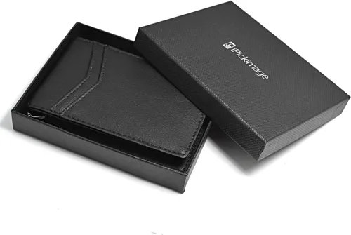 Vista 6 de iPick Image, Compatible con Ford Mustang Tri-Bar Logo Negro PU Cuero Delgado Resistente RFID Billetera Bi-fold Hombre