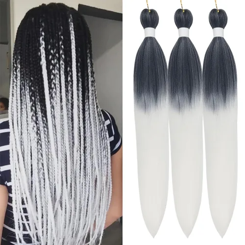 Vista 115 de Cabello trenzado para niños preestirado de 16 pulgadas, color negro para niños, trenzas sin nudos
