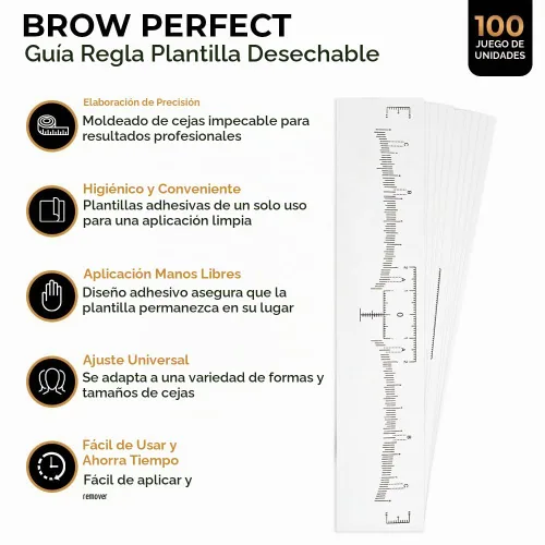 Vista 2 de Existing Beauty - Regla desechable para cejas – Suministros de microblading para modelar cejas – Kit adhesivo de mapeo de cejas – Herramienta