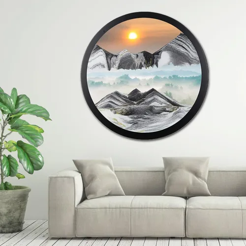 Vista 14 de Decoración artística de arena móvil de 17.3 pulgadas, pintura 3D giratoria de 360 grados, arte de pared de vidrio, decoración de sala de estar