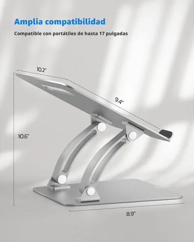Vista 3 de Nulaxy Soporte para portátil totalmente ajustable para escritorio, elevador de computadora de aluminio plegable doble con ventilación térmica