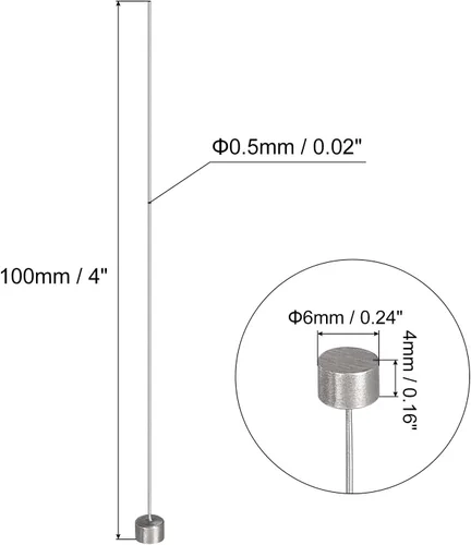 Vista 2 de uxcell Pasadores de eyector rectos, 0.020 in (1/64 ") de diámetro. Punzón de punta redonda de acero 65Mn 100 mm (4 ") de largo para mantenimiento