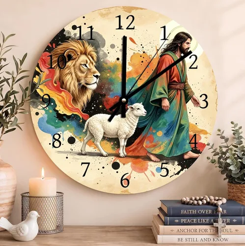 Vista 182 de Reloj con versículo bíblico con citas de Jesús, relojes de 0929Regalos Cristianos (2)