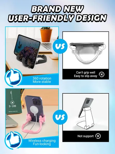 Vista 6 de Rellenos de calcetín para adolescentes, niñas, niños, adultos Soporte para teléfono celular: SOPORTE DE TELEFONO CELULAR PEREZOSO CON PULGAR HACIA