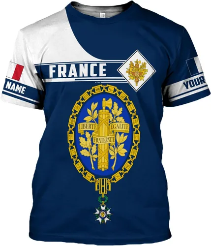 Vista 3 de Vybonz - Camisa personalizada de Francia para hombres y mujeres, Torre Eiffel París, camiseta con capucha de Francia, ropa de fútbol con bandera