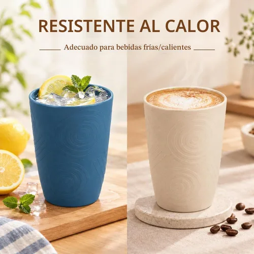 Vista 7 de Vasos de paja de trigo de 16 onzas, vasos de plástico