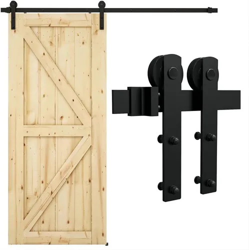 Vista 7 de Kit de herrajes para puerta corrediza de granero de 4 pies, puerta de madera individual, silencioso y fácil de instalar, se adapta a paneles de 24