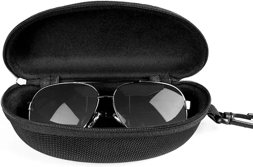 Vista 5 de 3pcs cremallera duro gafas de sol casos portátiles viaje gafas casos con gancho de plástico