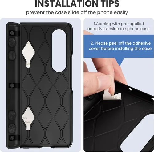 Vista 3 de Ruky - Funda para Galaxy Z Fold 4 con protección de bisagra, color negro Fundas de cuerpo completo con soporte magnético y protector de pantalla