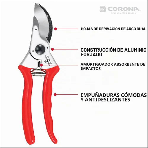 Vista 3 de Corona Tools BP 6250 MAXFORGED Podadora de derivación de aluminio, capacidad de corte de 1 pulgada, tijeras de podar manuales profesionales con hoja
