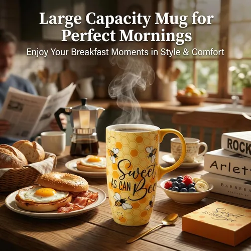 Vista 2 de Topadorn Taza de viaje de cerámica con tapa y asa para hombres y mujeres, para trabajo de oficina, apta para microondas y lavavajillas, 17 onzas