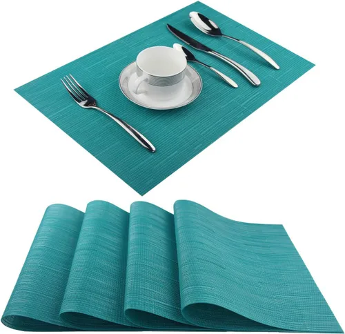 Vista 65 de Manteles individuales de vinilo resistentes al calor, lavables, fáciles de limpiar, manteles individuales de plástico para cocina, mesa de comedor