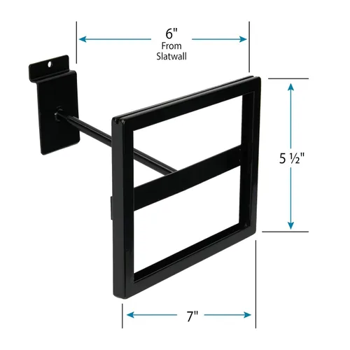 Vista 2 de SSWBasics Soporte rectangular negro para letrero de pared de Slatwall, con capacidad para letreros de 7 pulgadas de ancho x 5 ½ pulgadas de alto