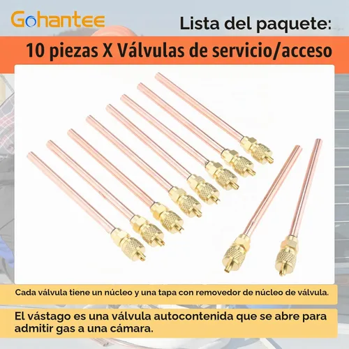 Vista 7 de Válvula de acceso/servicio de 10 Uds. 1/4 '' SAE x 1/4 '' OD x 4 '' núcleo de vástago
