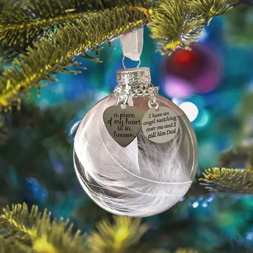 Vista 4 de Adorno conmemorativo de Navidad transparente, bola de plumas, A Piece of My Heart is in Heaven, Loss of Loved One Aunt Christmas Tree Hanging Pendan