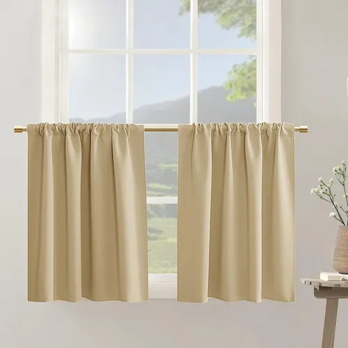Vista 18 de PANELSBURG - Cortinas de cocina para ventanas, cortinas cortas térmicas aisladas de invierno para puerta con ventana, 24 pulgadas de largo, beige