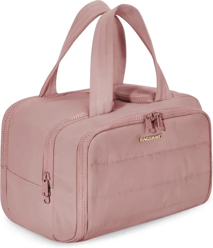 Vista 23 de BAGSMART Bolsa de Aseo de Viaje, Bolsa de Aseo Resistente para Mujeres, Bolsas de Aseo Ampliamente Abiertas y Esponjosas para Viajar, Organizador