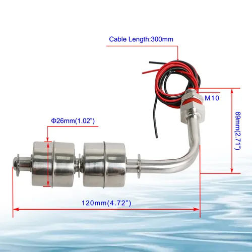 Vista 17 de Aopin Interruptor de sensor de nivel de agua de acero inoxidable, sensor de nivel de líquido, controlador de flotador de bola de plástico para bomba