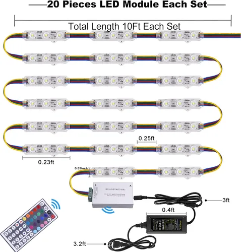Vista 4 de EAGWELL Luces LED de módulo, 40 pies SMD 5050 Luz de ventana de escaparate impermeable Luces LED de negocios Luz decorativa para tienda Señales