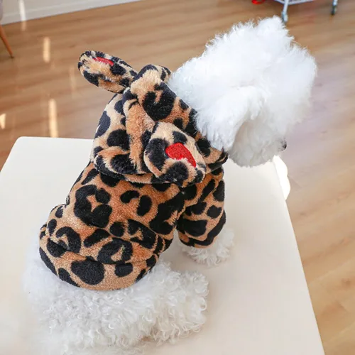 Vista 4 de Sudaderas con capucha para perros, pijamas para perros, overoles para mascotas, otoño e invierno, suéter cálido para perro, sudadera con lindo