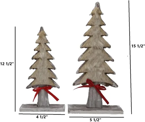 Vista 4 de Dennis Basso Árbol de madera recortado de piel sintética para decoración navideña (paquete de 2)