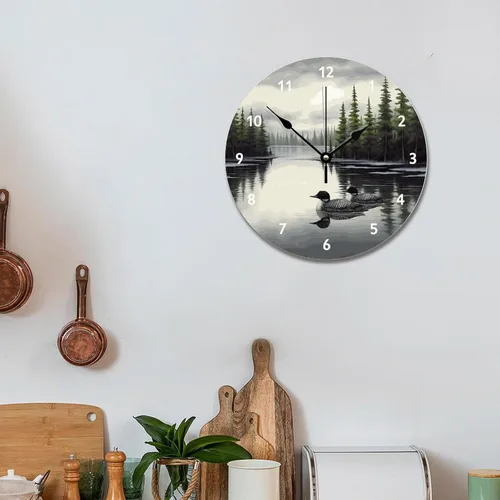 Vista 6 de Loon - Reloj de pared rústico de madera de estilo chic de 10 pulgadas, silencioso, sin tictac, funciona con pilas, para sala de estar, dormitorio